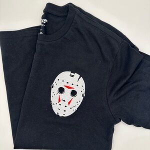 Black Graphic Tee with Mask Design